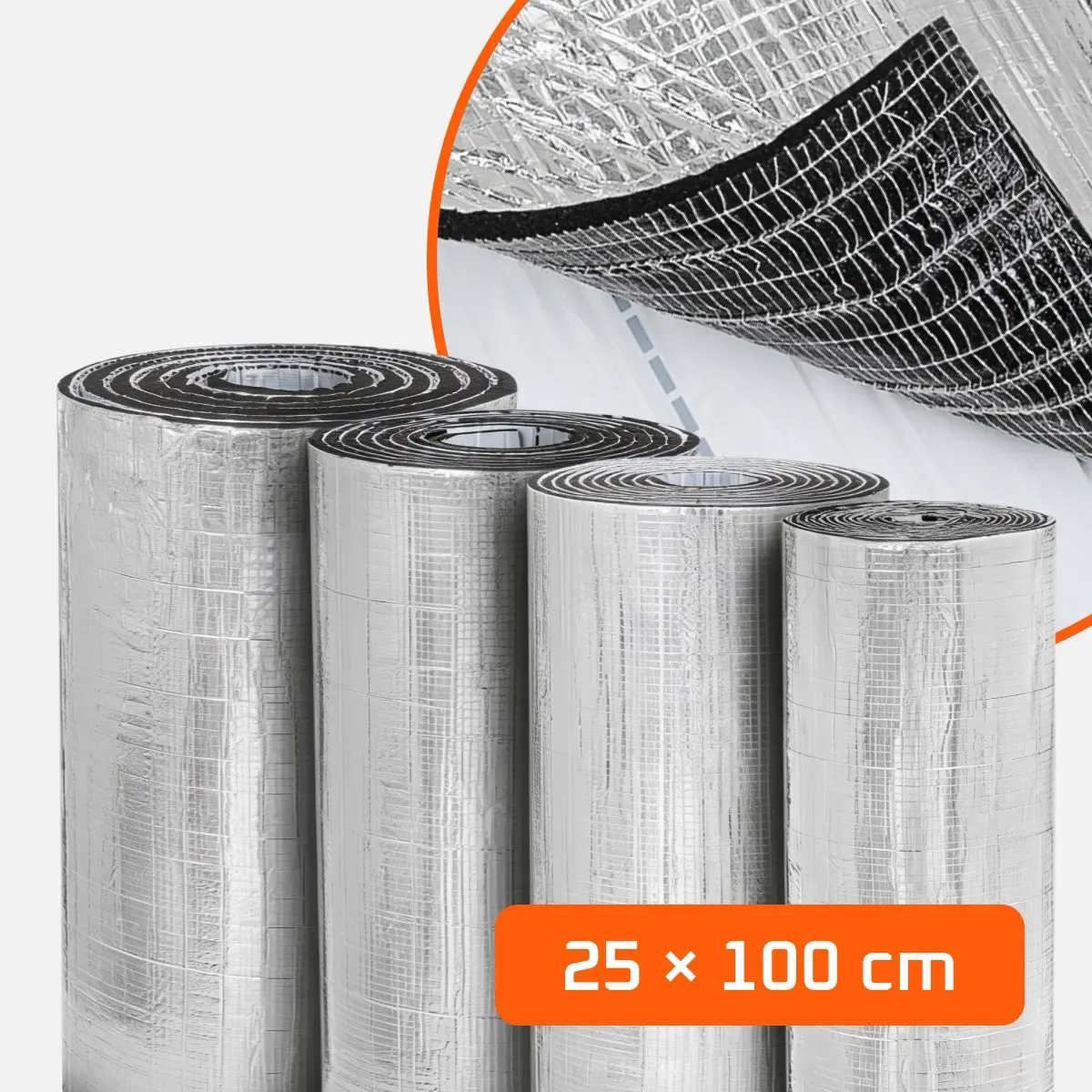 Pianka wygłuszająca z aluminium 25×100cm K ALU samoprzylepna izolacja akustyczna i termiczna od 3mm do 19mm